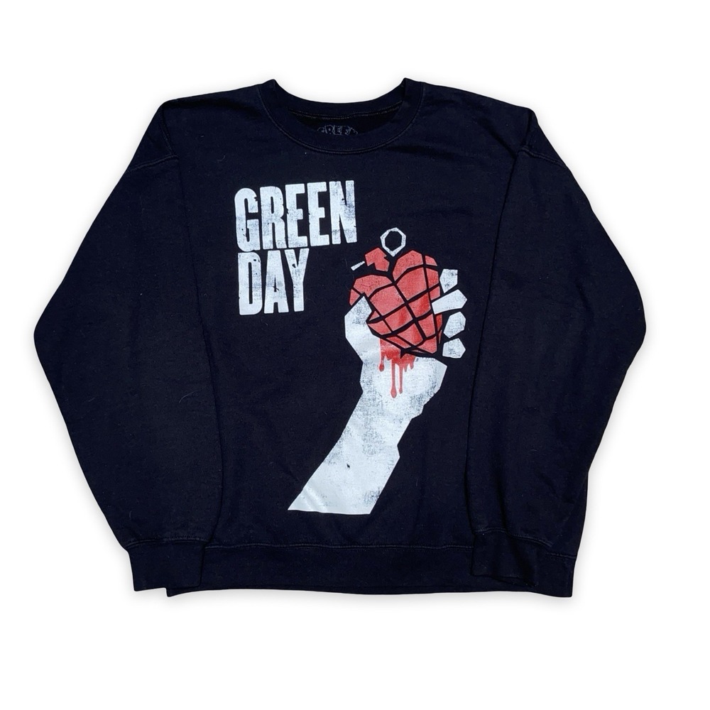 Green Day Crewneck Sweatshirt Size Large Men's Black Graphic Print